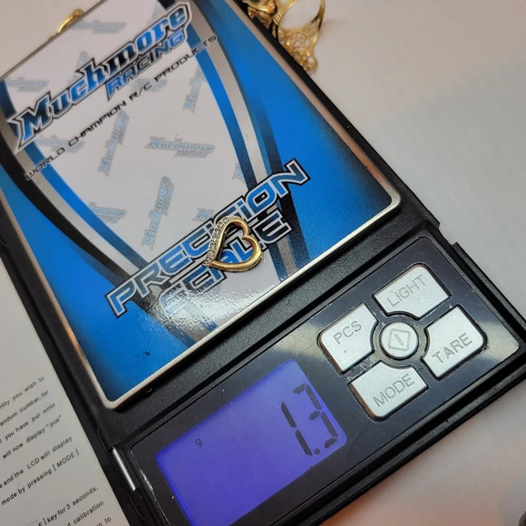 10k yellow gold pave set  diamond heart pendant charm - Picture 9 of 9